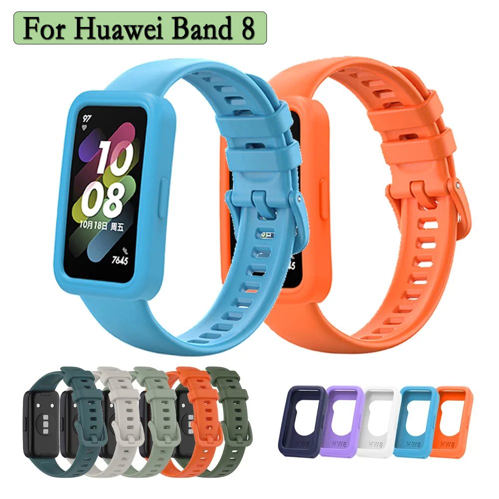 

Newest Soft Silicone Sport Band For Huawei Band 8 Rubber Watchband Strap Bracelet Watch Case Accessories Correa