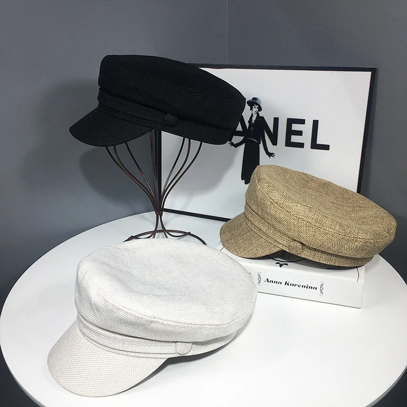 Retro Cotton and Linen Octagonal Hat Spring and Summer Net Red Thin Breathable Ladies Beret Casual All-match Fashion Flat Cap women beret