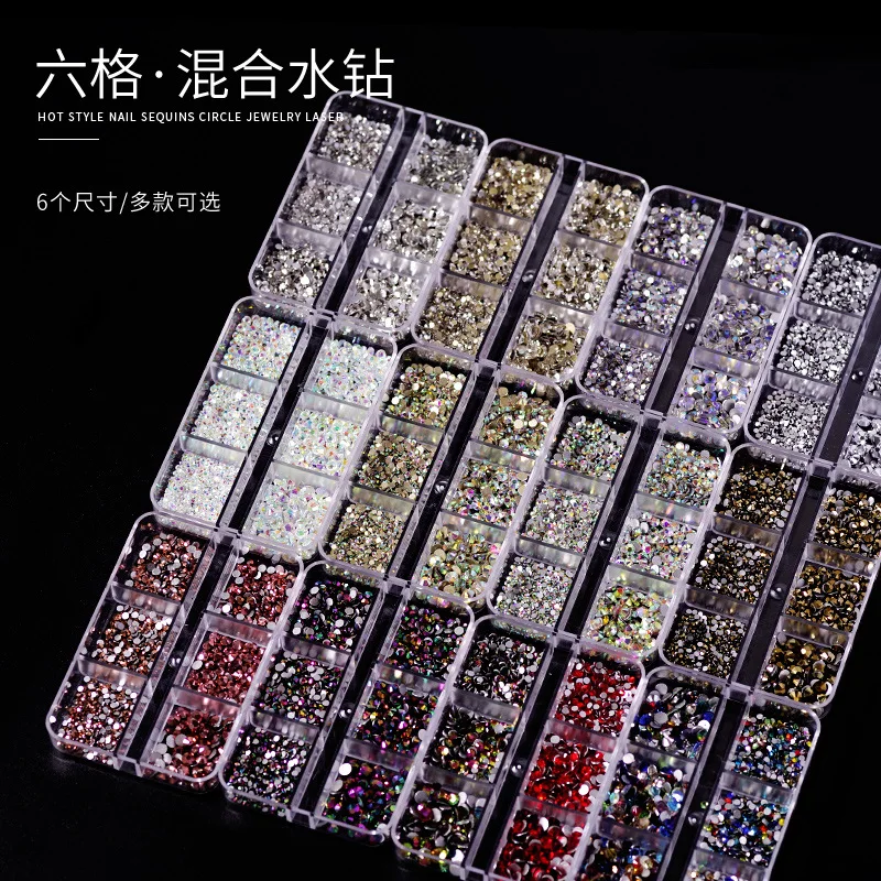 1 Box Of 1688 Nail Art Accessories Wholesale Mixed Rhinestones Light Flat Bottom Diamonds Super