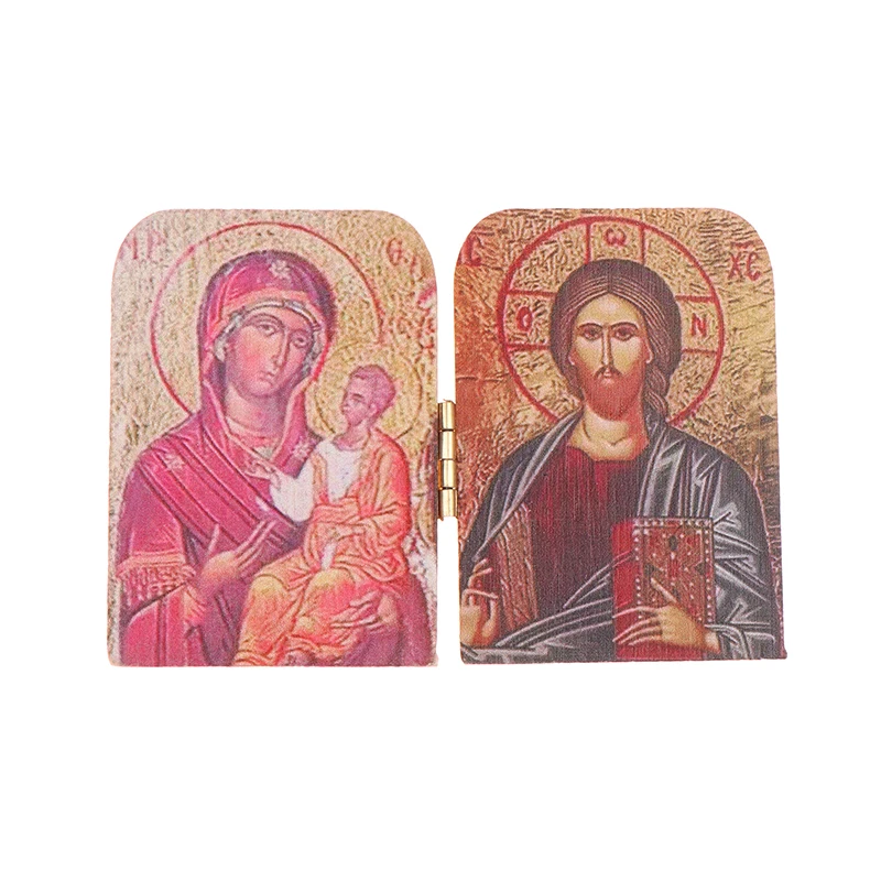 Christ decorative plaque Christ The Teacher And Virgin Of Kazan Catholic Orthodox Display Religious Gift wood icon decoration wood icon plaque