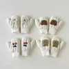 Thick Velvet Baby Fingerless Gloves Winter Children Hanging Neck Glove Cute Bear Plush Mittens 1-4year Boy Girl Kids Hand Warmer 1