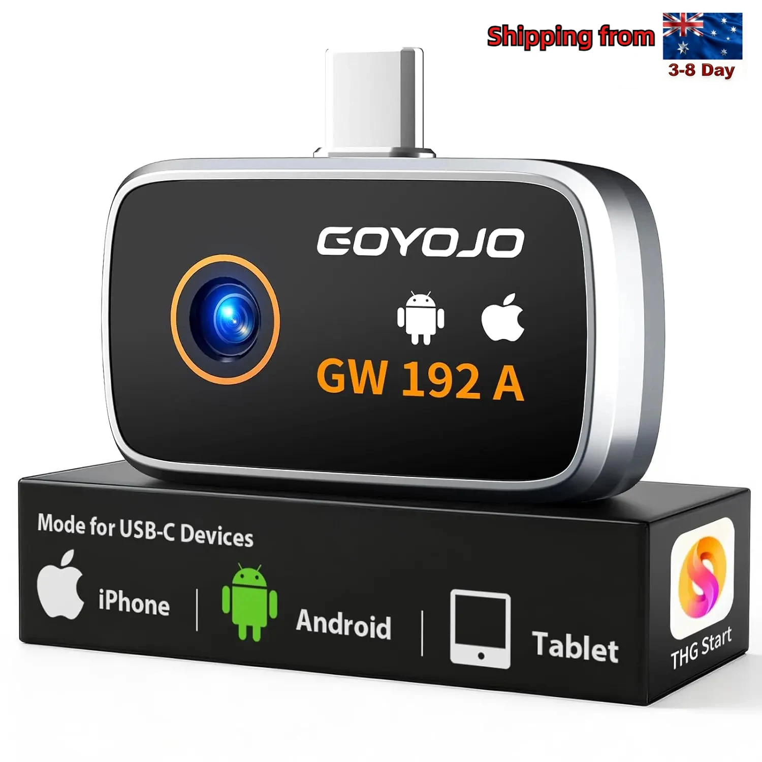 GW340 GW192A Thermal Camera with USB-C iPhone & Android Device, 512x384 Super Resolution, 256x192 Thermal Imager -4°F~752°F