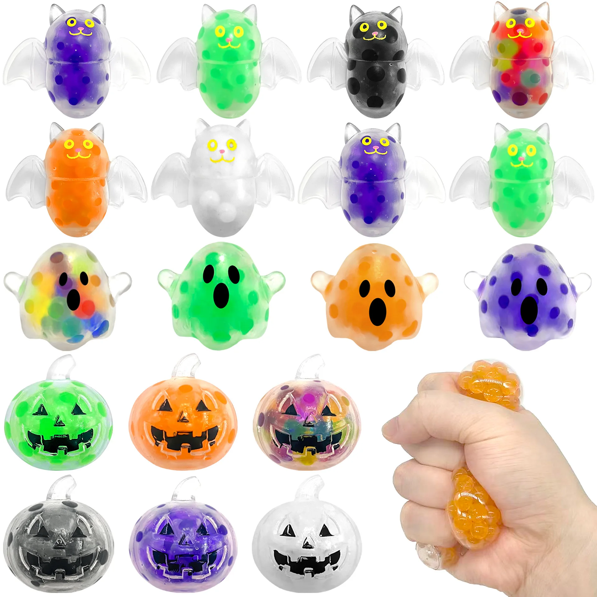 Novelty TPR Halloween Bead Ball Pinch Music Ghost Bat Pumpkin Squeeze Release Creative Stress Relief Toy Festival Party Gifts