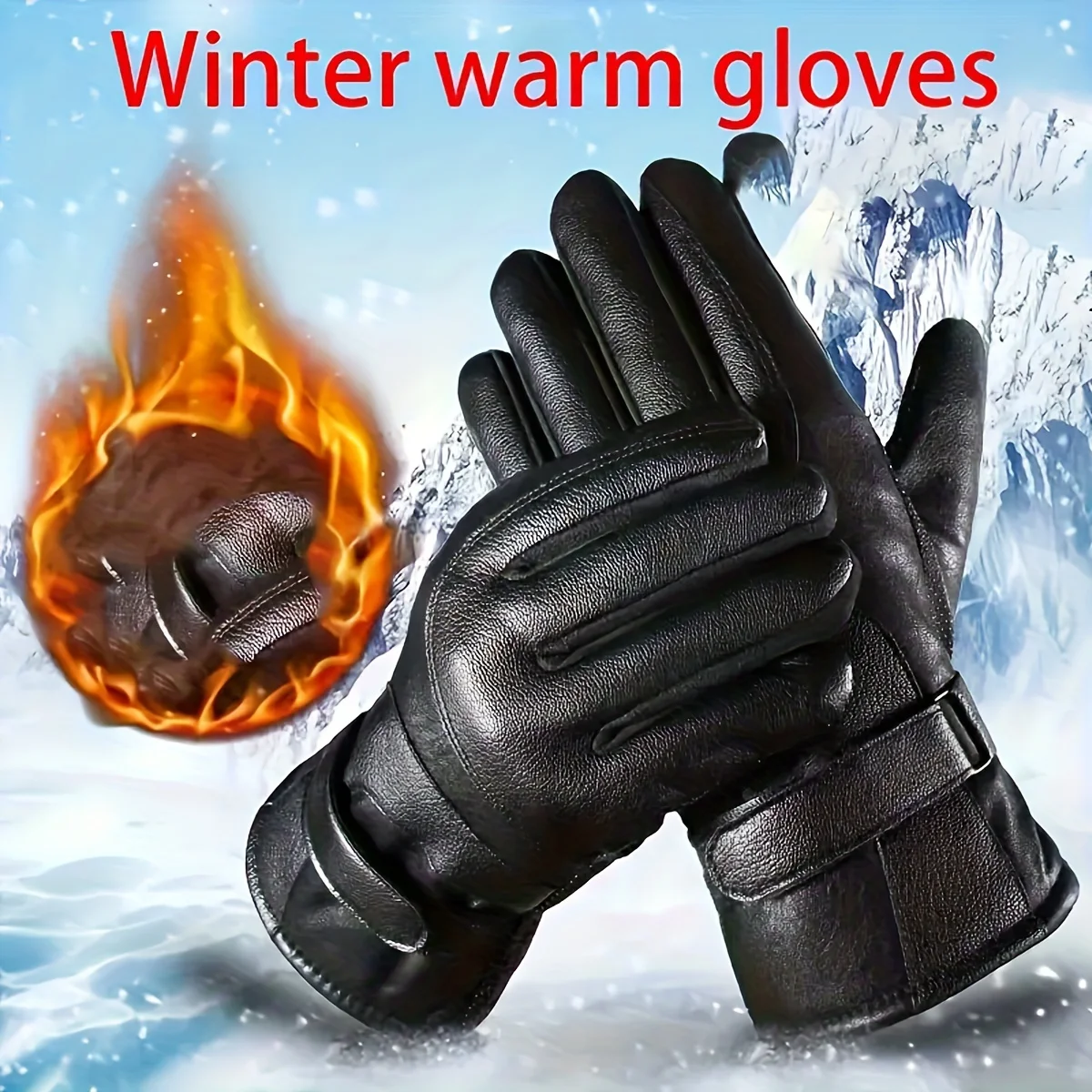 Winter Leather Gloves Waterproof Resistance Cold Male Outdoor Sports Winter Warm Full Gloves Motorcycle Cycle For Men Gloves