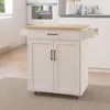 Kitchen Island Rolling Trolley Cart with 1 Drawer & 2 Doors with Storage Racks, Adjustable Shelves, Towel Rack, Seasoning Rack 1