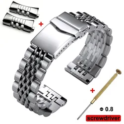 Stainless Steel Bracelet Strap Watchband with Screw Link Design - 22mm (Curved End)