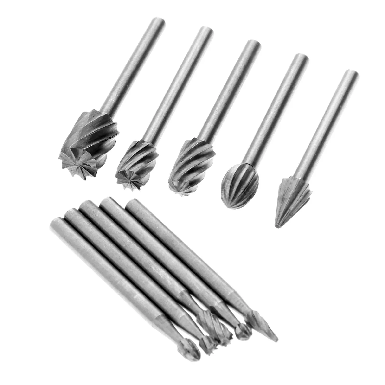 Router Drill Bits 10Pcs 1/8 HSS Routing Dremel Carbide Rotary Burrs Wood Carving 