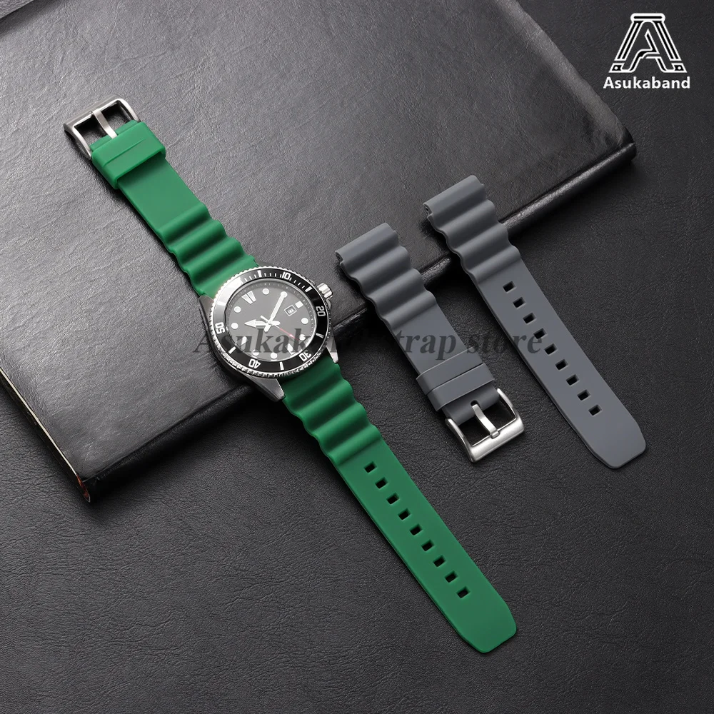 Men's Sport Waterproof Diving Silicone Watch Strap - 20mm/22mm