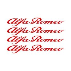 4pcs Vinyl Car Wheel Rim Stickers and Emblem Decoration Decals (For AlfaRomeo - Red)