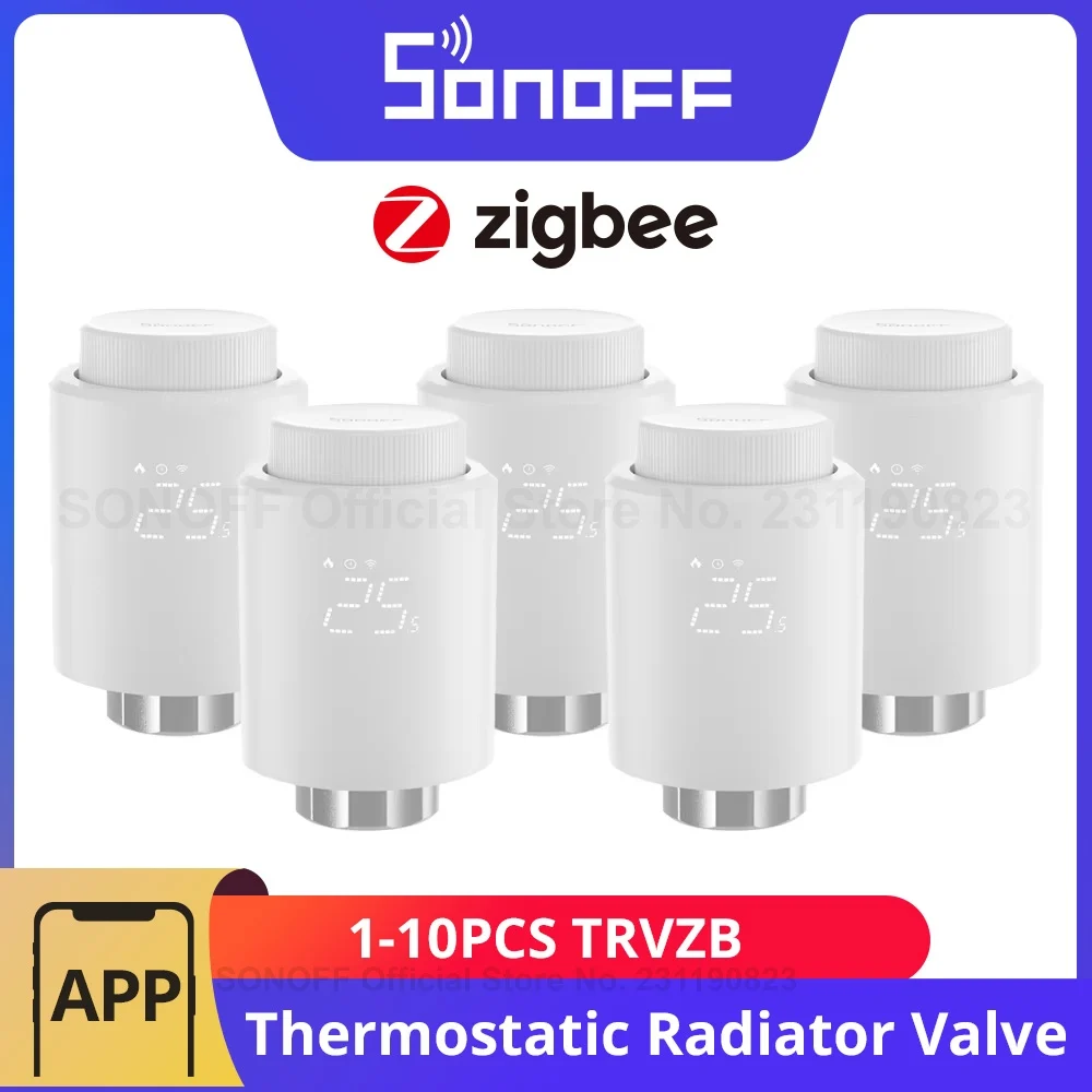 วาล์วควบคุมอุณหภูมิหม้อน้ำ SONOFF TRVZB Zigbee 1-6 ชิ้น สำหรับบ้านอัจฉริยะ ควบคุมผ่านแอป eWeLink ทำงานร่วมกับ SONOFF ZB Bridge-P 1