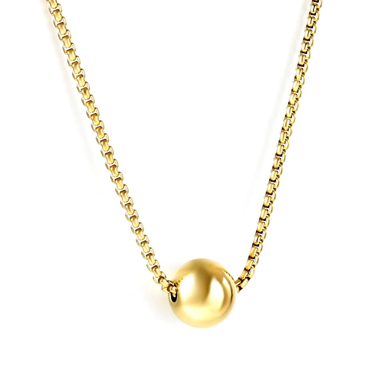 

ASON Simple Bead Ball Pendant Necklaces For Women Girls Stainless Steel Link Chains Choker Fashion Jewelry Clavicle Collar Gift