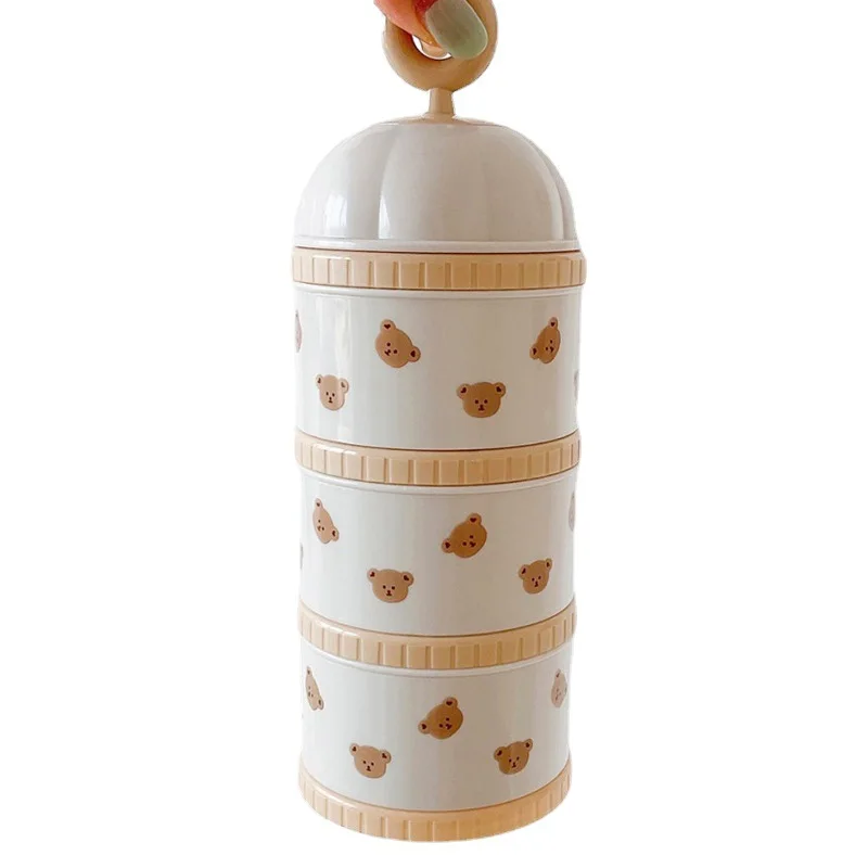 3 Layer Baby Formula Milk Storage Bear Infant Portable Milk Powder Formula Dispenser Food Container Storage Snack Box Baby Stuff baby food storage containers portable food storage box baby milk powder dispenser
