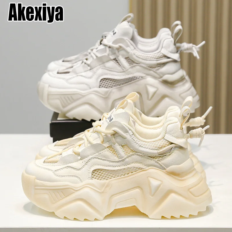 

2023 Women's Ladies Genuine Leather Flats Shoes Platform Lace Up korean Sports Casual Vulcanized Shoes Moccasin