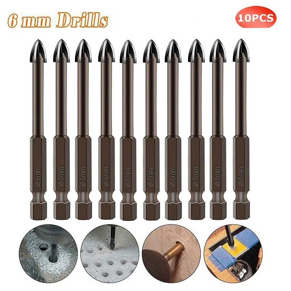 10pcs 6mm Drill Bits Tile Porcelain Drill Bit Marble Ceramic Glass