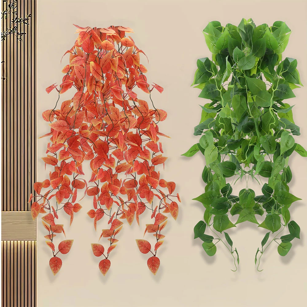 Piante Appese Foglie Finte Artificiali Verde Per La Stanza Della Casa Di Nozze Patio Indoor Outdoor Home Shelf Office Decor Senza Cestini