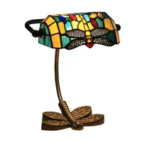 Creative Vintage Dragonfly Tiffany Colored Glass Lamp Living Room Dining Room Bedroom Eye Protection Decoration Bank Table Lamp 2