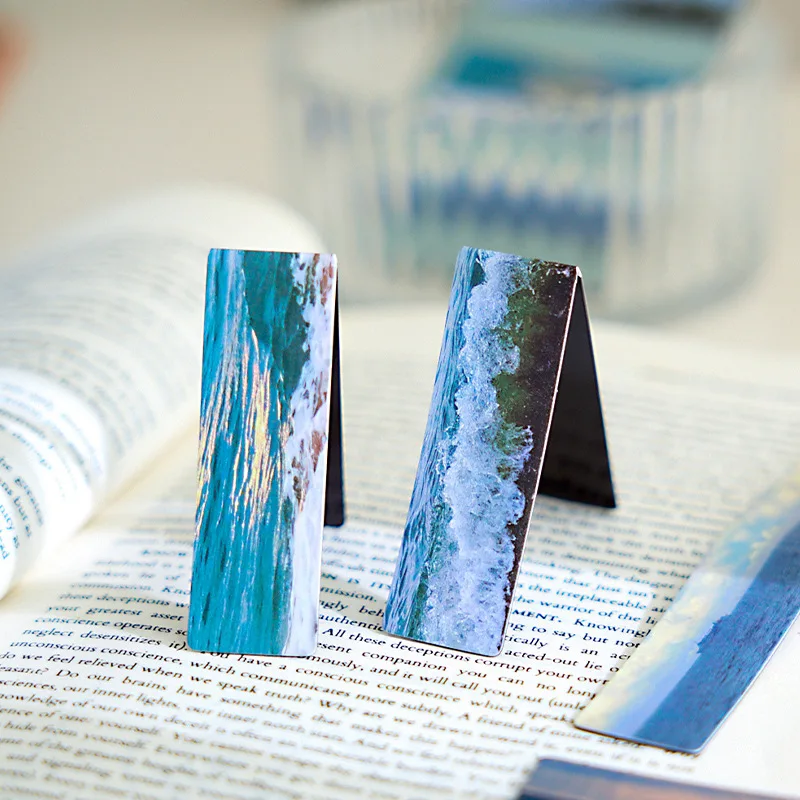 Magnetic Bookmark Beautiful Scenery Sea Sky Art Page Folder 4Pcs for Books Readers Student Stationery Office School Supplies magnetic bookmark bookmarks stationery supplies