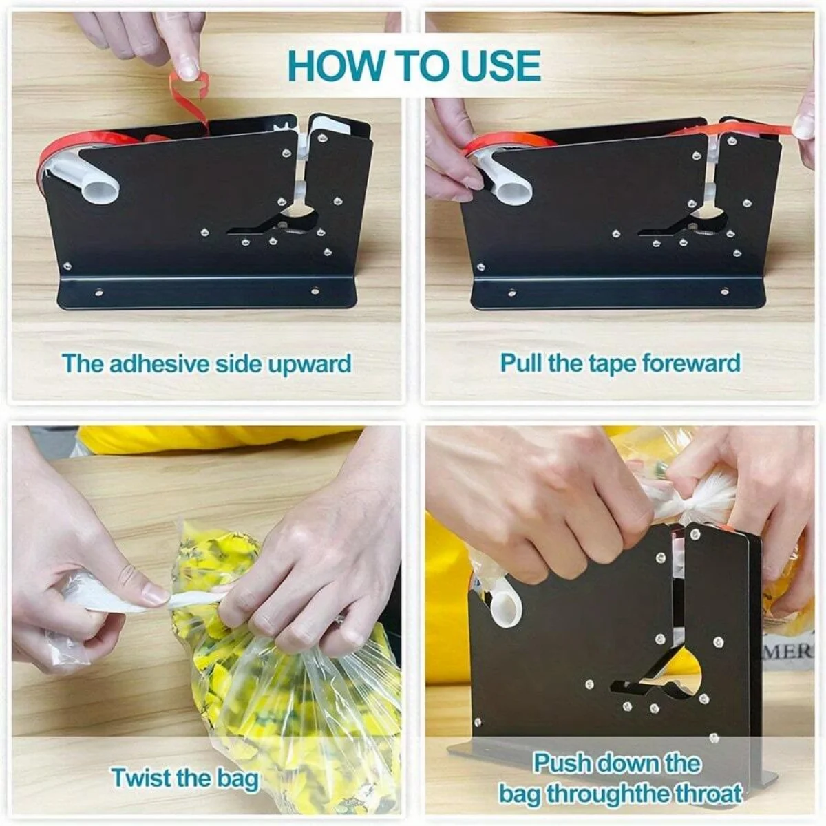 1PC black tape sealer trimmer built-in sharp blade clear plastic bag sealer, shipping tape dispenser,tape dispenser,tape cutter
