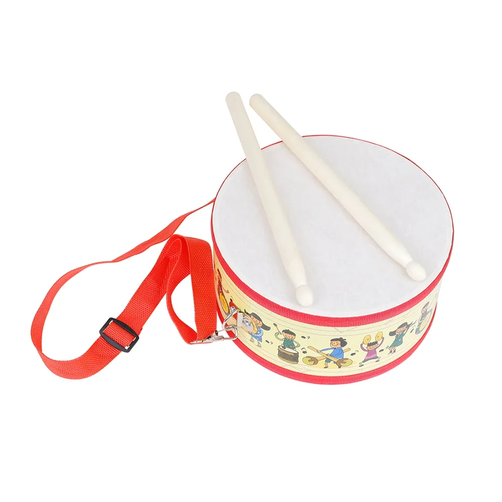 Musical Percussion Instruments Orff Cartoon Hand Drum Portable Wooden Double-sided Tambourine Kids Educational Toys