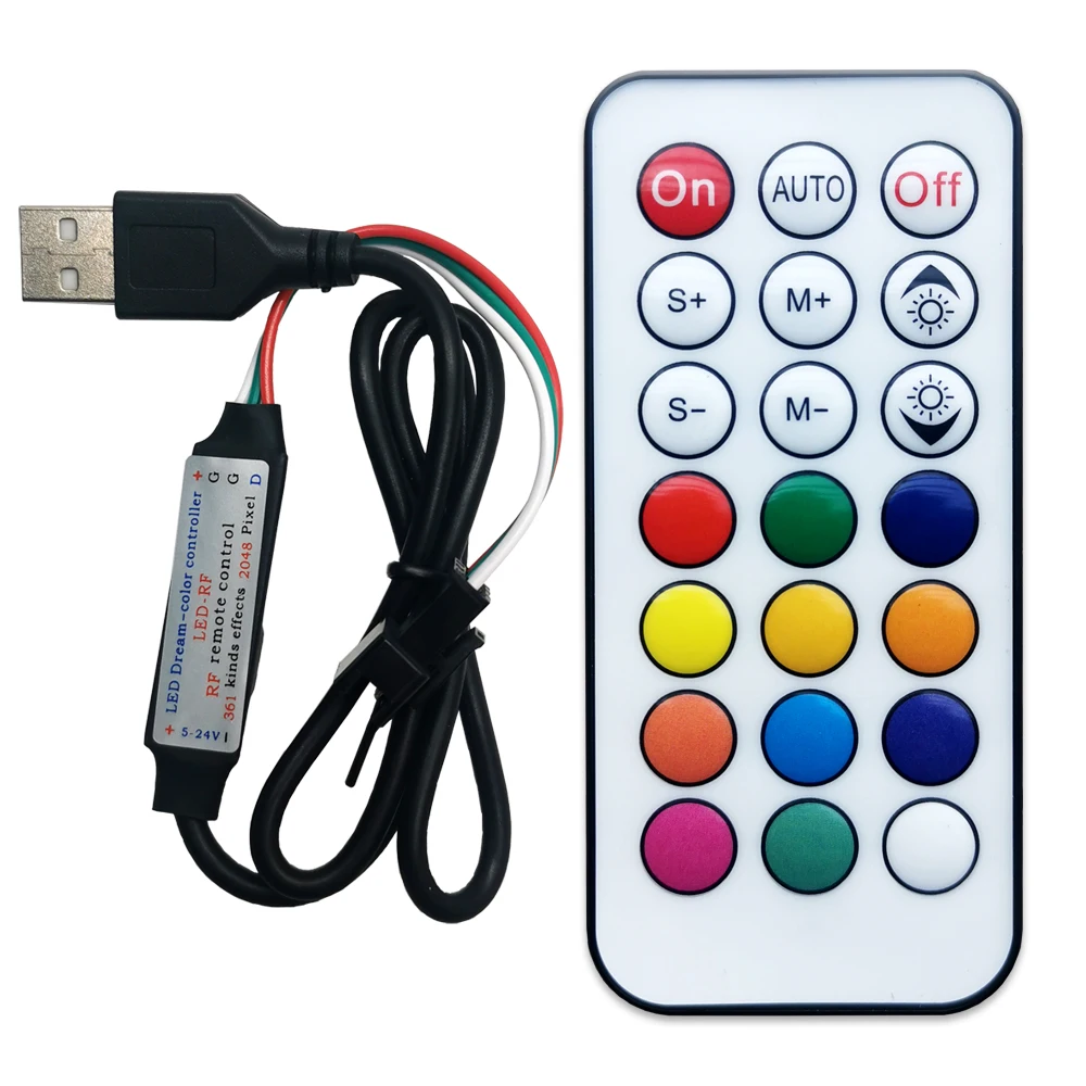 5V USB 21Key Mini Led Controller Dream Full Color RF Remote For 3Pin 5050 RGB WS2812 WS2811 SK6812 Pixels Strip Light Ring Panel mini 50mmx50mmx10mm dc 12v 3pin brushless cooler 9 blade blower cooling fan 5010 mar28