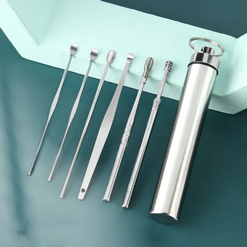 Ear pick 12 Piece Earpick Stainless Steel Ear Digging Tool Set Spiral Wax Remover For Perforation Cleaning Kit Cleaning Agent