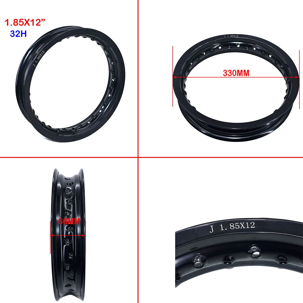 Motorcycle Wheel Rims Pit bike Rims Hub Ring 1.85x12"inch aluminum For dirt bike 32H Wheels Circle pit CRF Kayo BSE Apollo Spare Parts