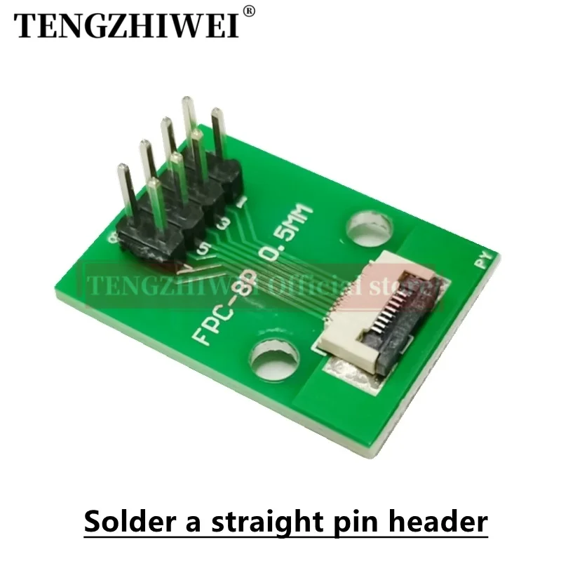 5PCS FFC/FPC adapter board 0.5MM-8P to 2.54MM welded 0.5MM-8P flip-top connector Welded straight and bent pin headers