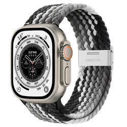 Braided Nylon Solo Loop Strap - 38mm 40mm 41mm (Gra - B - S)