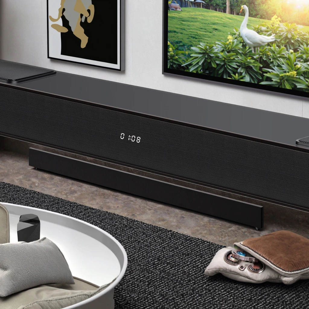 2.1 고음질 보컬 사운드바, 3D 서라운드 및 DSP 지원, HDMI ARC 및 멀티 모드 연결 지원, 리모컨 포함