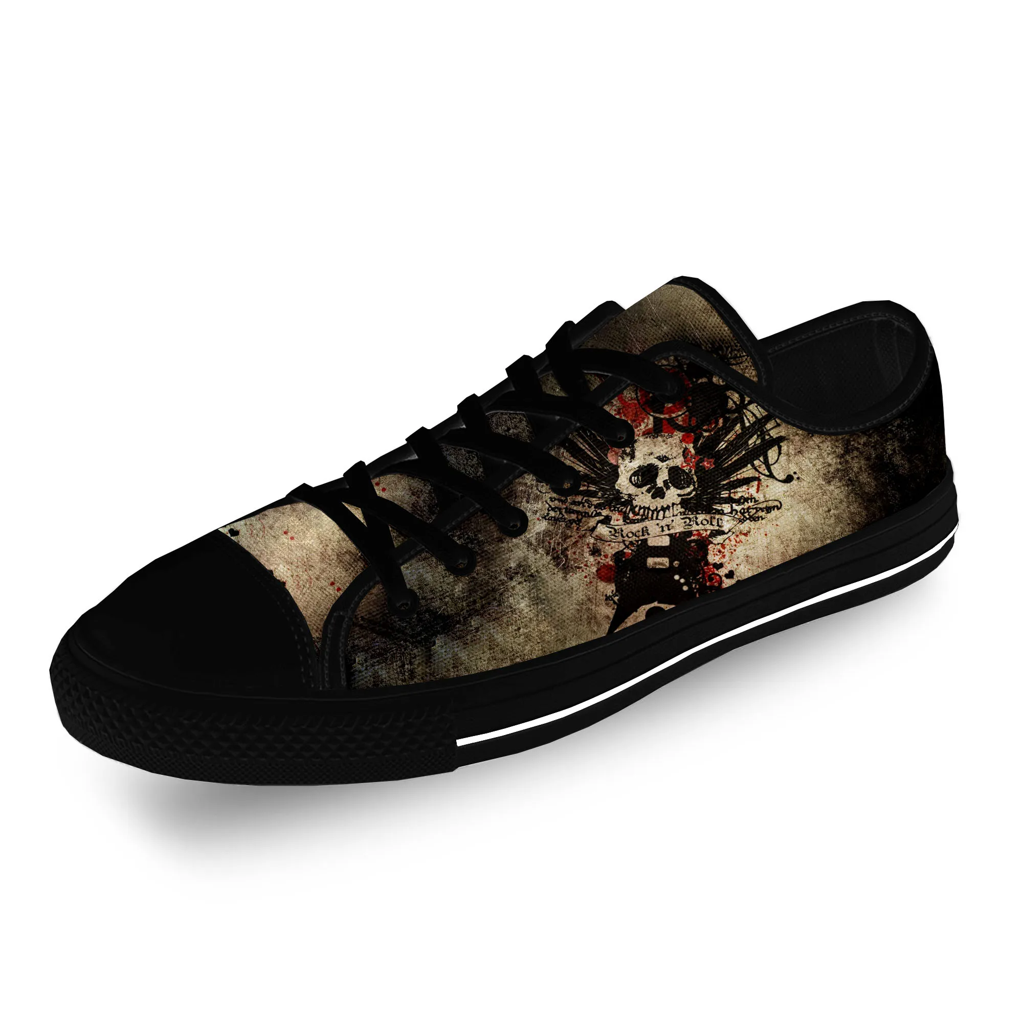Rock N Roll Rock Band Music Singer Guitar Casual Cloth 3D Print Low Top Canvas Fashion Shoes Men Women Breathable Sneakers