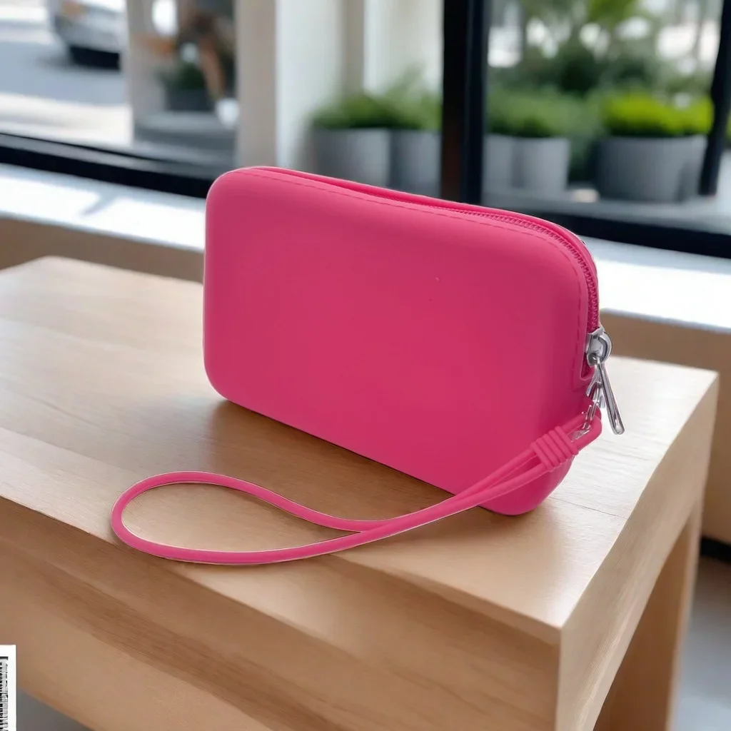 Solid Color Cosmetic Bag Portable Rectangle Silicone High Capacity Coin Purse Headphone Bag Small Item Bag Stationery Bags Women