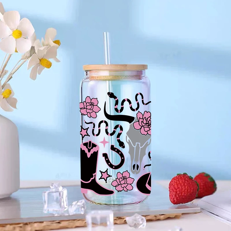 UV DTF Transfer Sticker Cow For The 16oz Libbey Glasses Wraps Bottles Cup Can DIY Waterproof Decals D27760