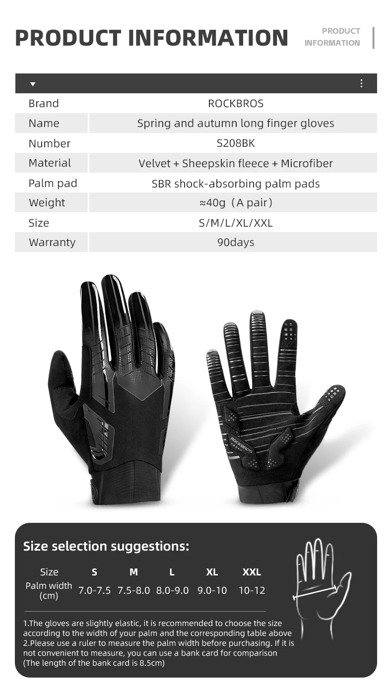 full finger cycling glove design