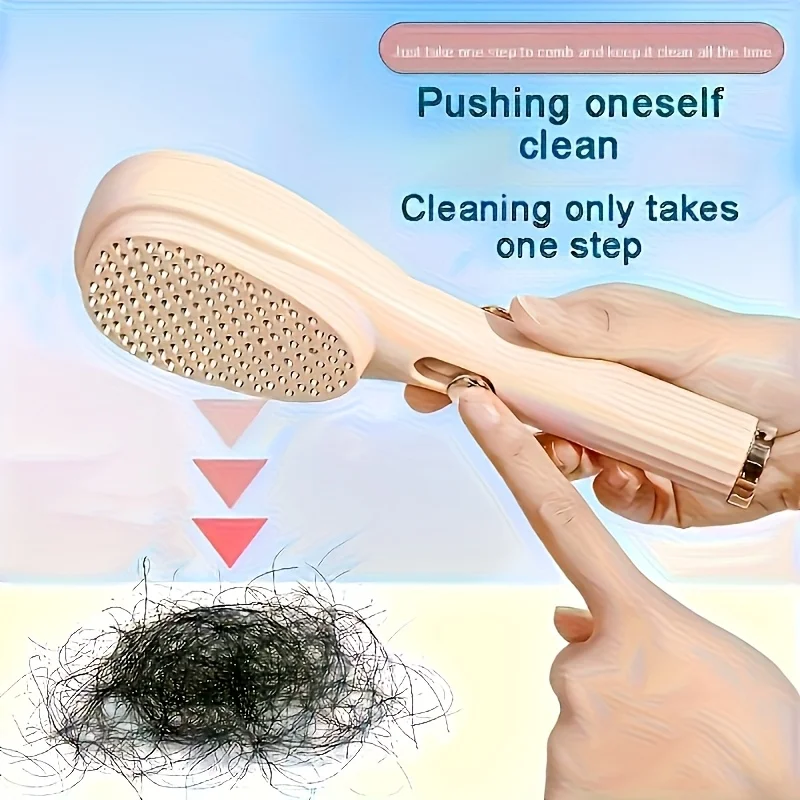 Rotating Anti-Static Hair Brush Detachable Telescopic Styling Comb with Plastic Bristles for All Hair Types Travel Home Use Gift