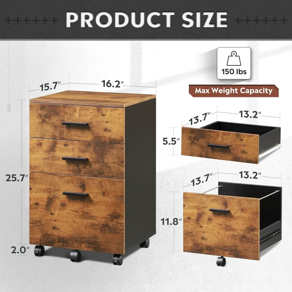 3 Drawer Wood File Cabinet 3