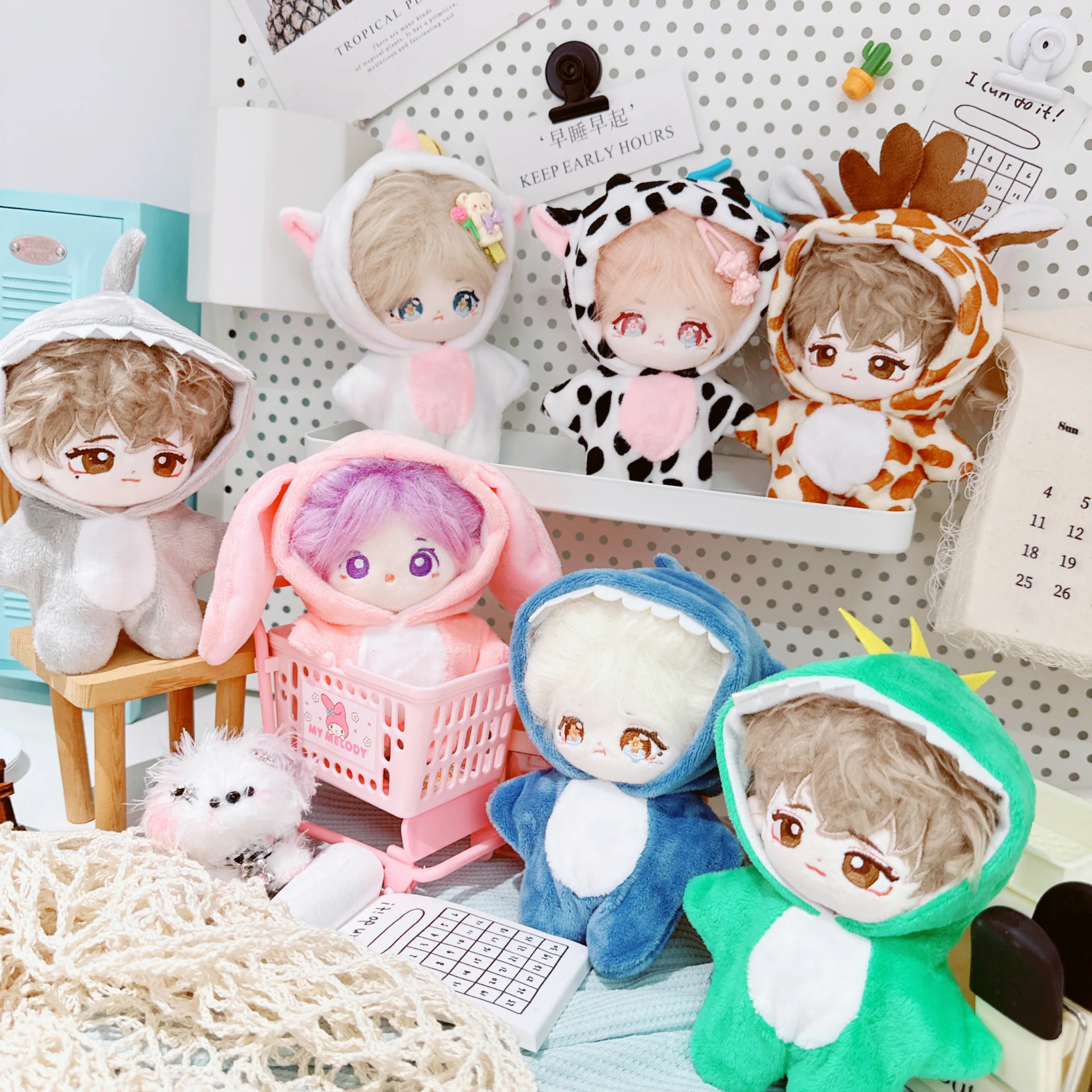 10cm Cute Animals Unicorn Bunny Shark Coat Suit Mini Idol Soft Cotton Doll DIY Clothes Accessory for Girls Fans Collection Gifts