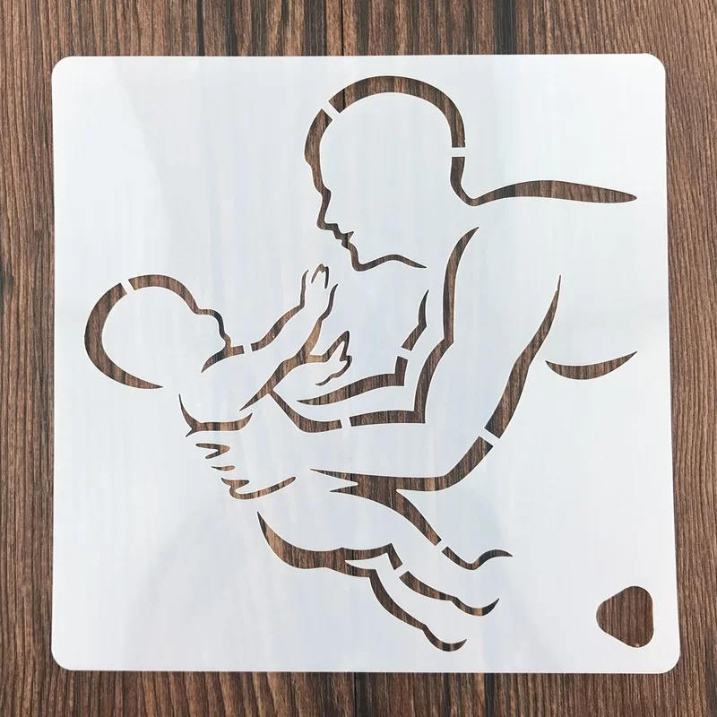 20 Stencil Per Festa Del Papà E Della Mamma 15x15 Cm – Sagome Riutilizzabili In PET Per Pittura E Fai Da Te - 3