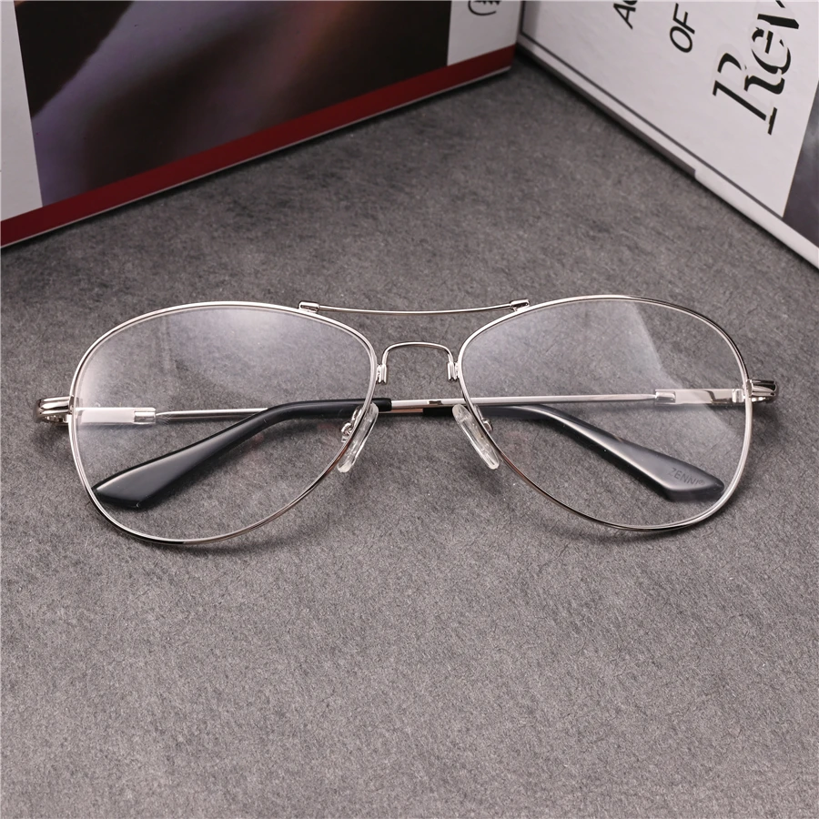 

Vazrobe 150mm Aviation Eyeglasses Frame Male Women Silver Glasses Men Fashion Spectacles for Prescription