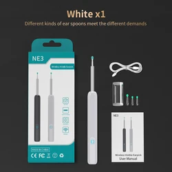 High Precision Ear Wax Removal Tool with Camera and LED Light - Wireless Smart Ear Cleaning Kit (White)