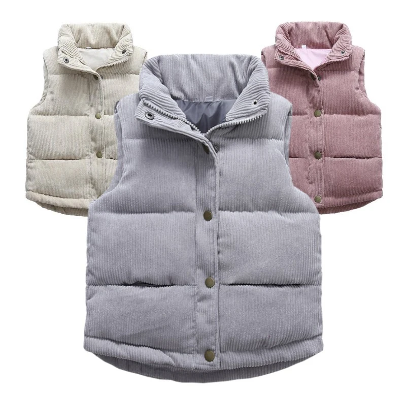 Kids Boys Girls Corduroy Vests Thicken Warm Jackets Waistcoat Children's Autumn Winter Outdoors SportsCoat Casual Clothing New