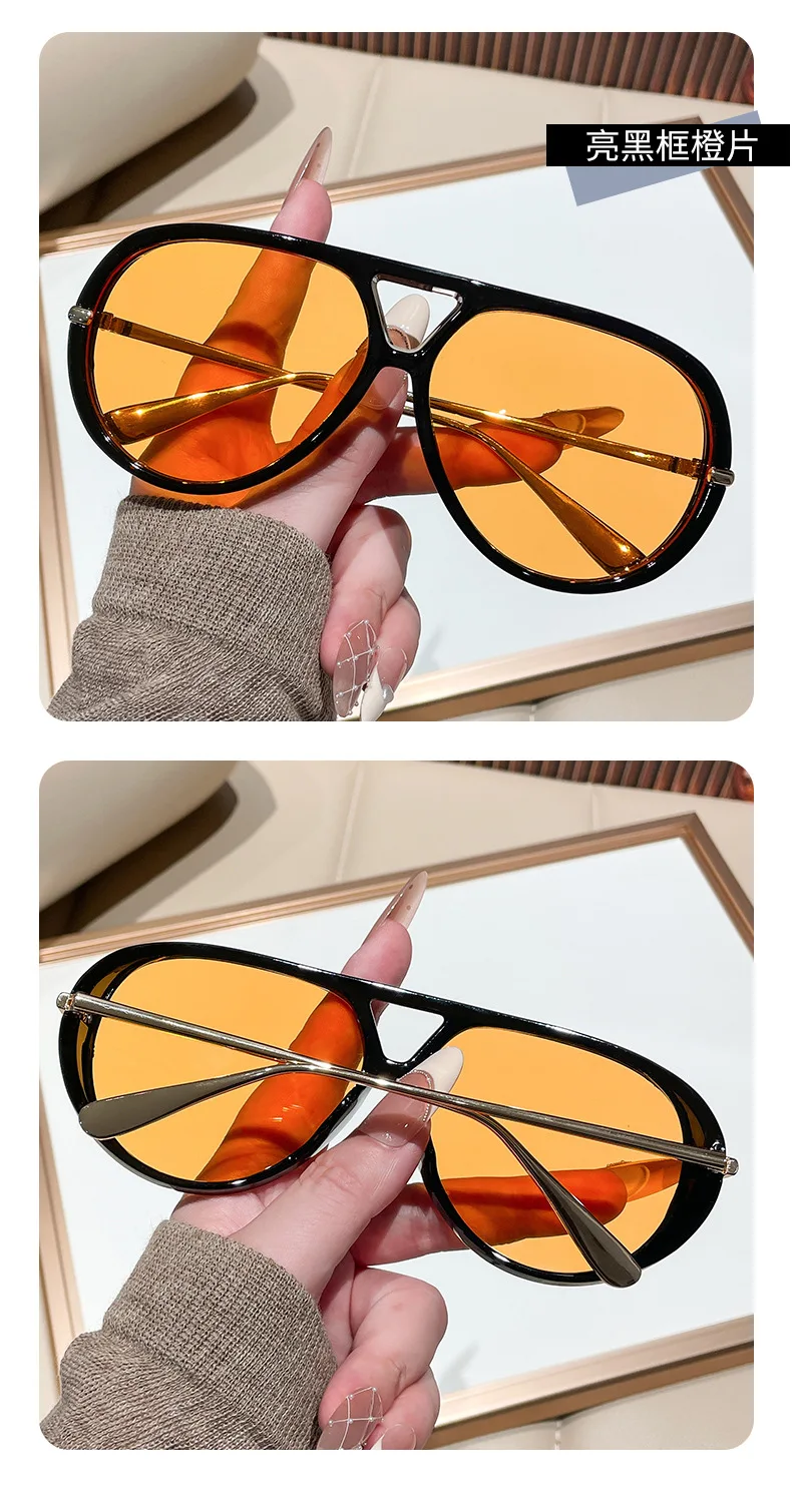 Übergroße Piloten-Sonnenbrille, 2025, neue Vintage-Doppelsteg-Sonnenbrille für Damen, trendiges Luxus-Markendesign, Outdoor-Sonnenbrille – Detail 10