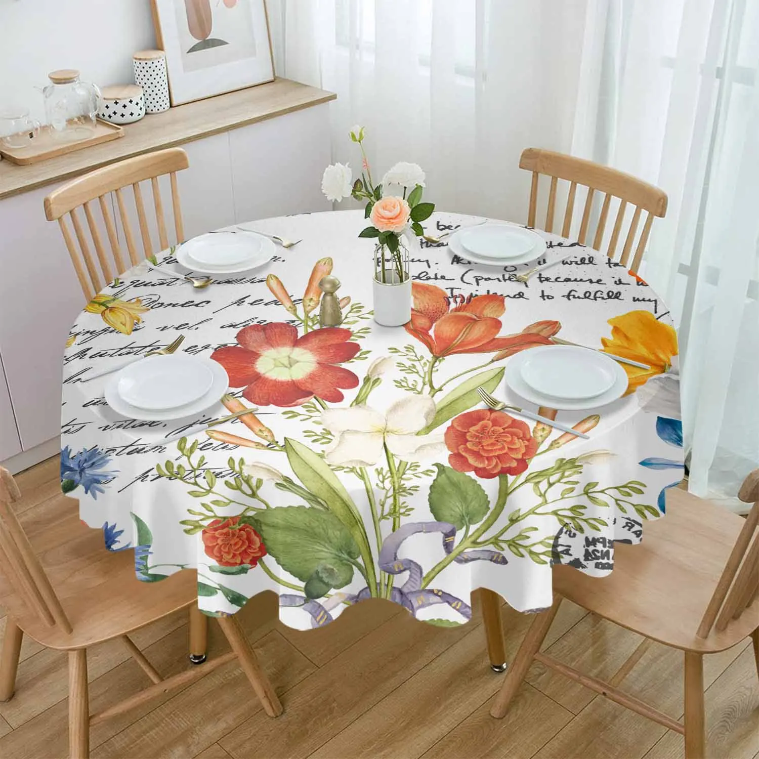 

Винтажная скатерть для стола с акварельными цветами, водонепроницаемая Свадебная Праздничная скатерть, Декоративная скатерть для журнального столика