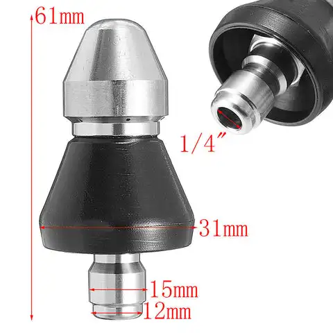 Description Picture 4 of itemHigh Pressure Sewer Cleaning Nozzle 1/4" Water Jet Sprayer Nozzle Pipeline Cleaning And Dredging Drain Cleaning Tools