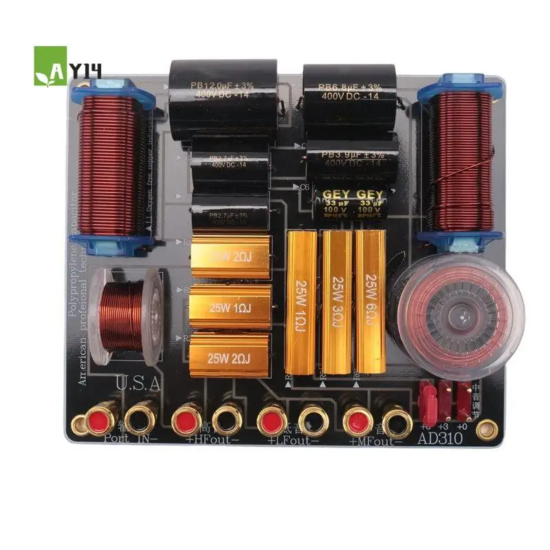 AY14 - 3웨이 450W 전문가용 스피커 고출력 분배기 750Hz/5000Hz 스테이지 홈시어터 3유닛 오디오 크로스오버 필터