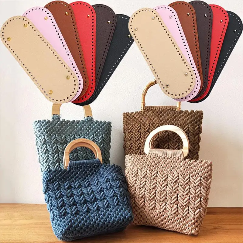 1PC Oval Long Bottom for Knitted Bag PU leather Bag Accessories