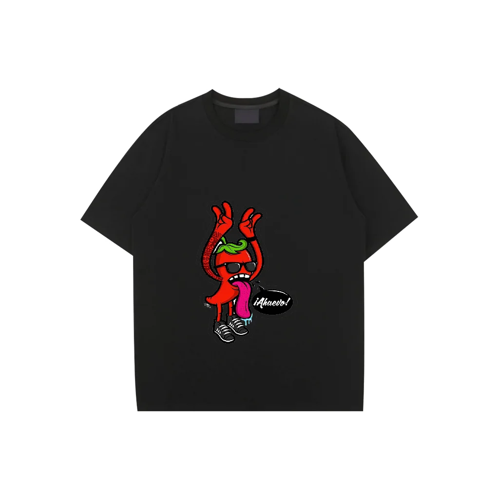 

Plus Size T-Shirt Oversized Loose Vintage Hip Hop Red pepper Rap Style Tshirt Short Sleeve T Shirt Streetwear