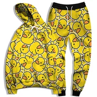 Cute RUBBER DUCK 3D Print Men Tracksuit Sets Animals Casual Hoodie+Pants 2pcs Sets Oversized Sweatshirt Fashion Unisex Clothing 1