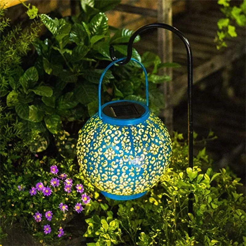 LED Solar Projection Lamp Lantern Hanging Solar Lights Outdoor Garden Lights Metal Waterproof Table Lamp Home Decoration