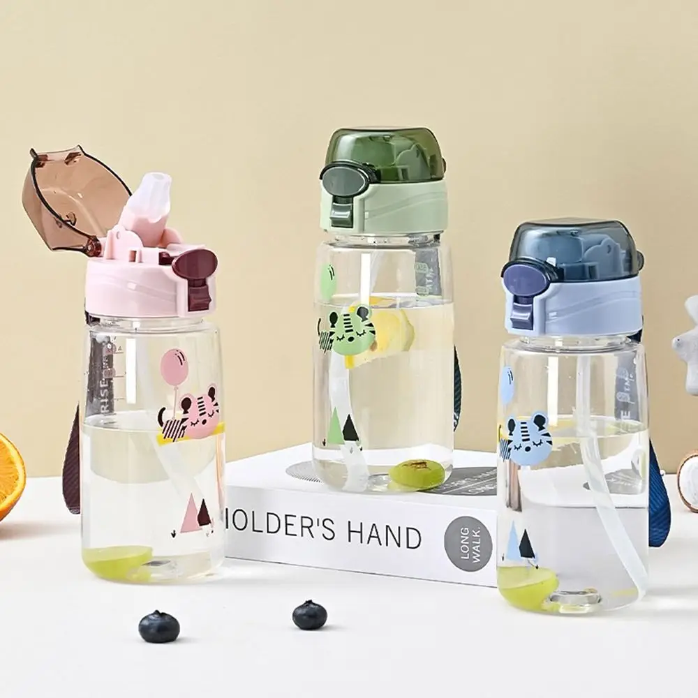 550ml Cute Cartoon Baby Bottles Drinking Cup Feeding Bottle with Straw Gravity Ball Wide-Caliber Drinking Milk Dual-Use Bottle