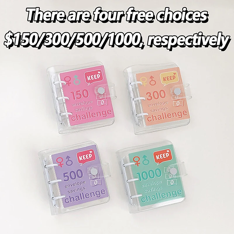

PVC $1000 Money Savings Challenge Binder Button Closure Mini Budget Binder Envelope Savings Challenges Book Durable Portable